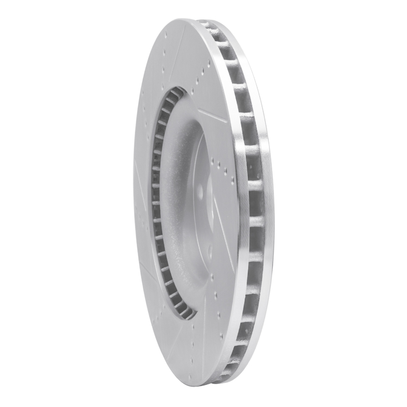 Dodge Durango Brake Rotor (1) - Front Right - R1 Concepts - Drilled & Slotted - Silver - `12-`25